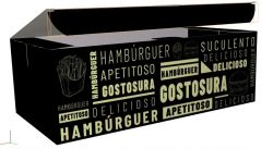Caixa para hambúrguer/box duplo Preta c/50
